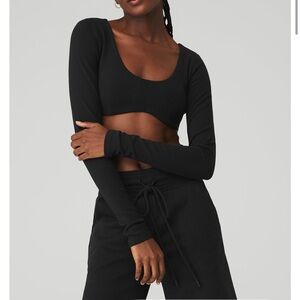Alo Ribbed Defined Long Sleeve Bra